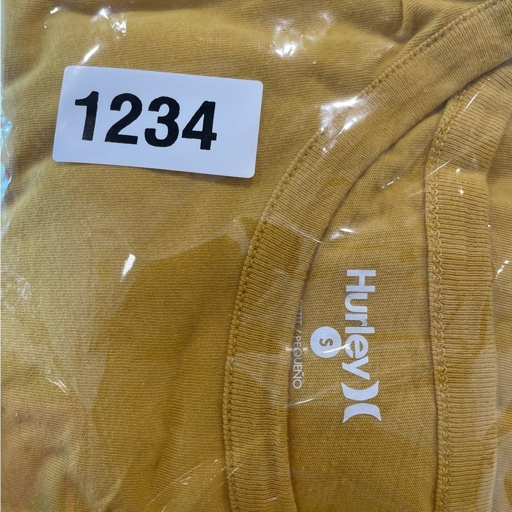 Hurley Tshirt Size Sm Color Yellow Long Sleeve Men UPF Athletic Top Logo Front - Picture 8 of 8